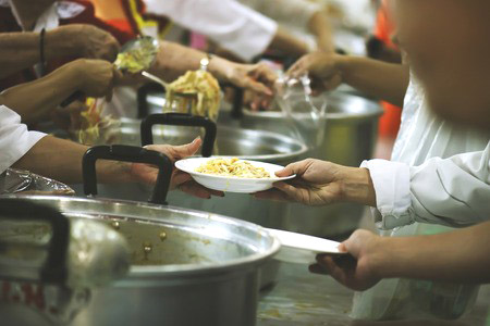 serving food